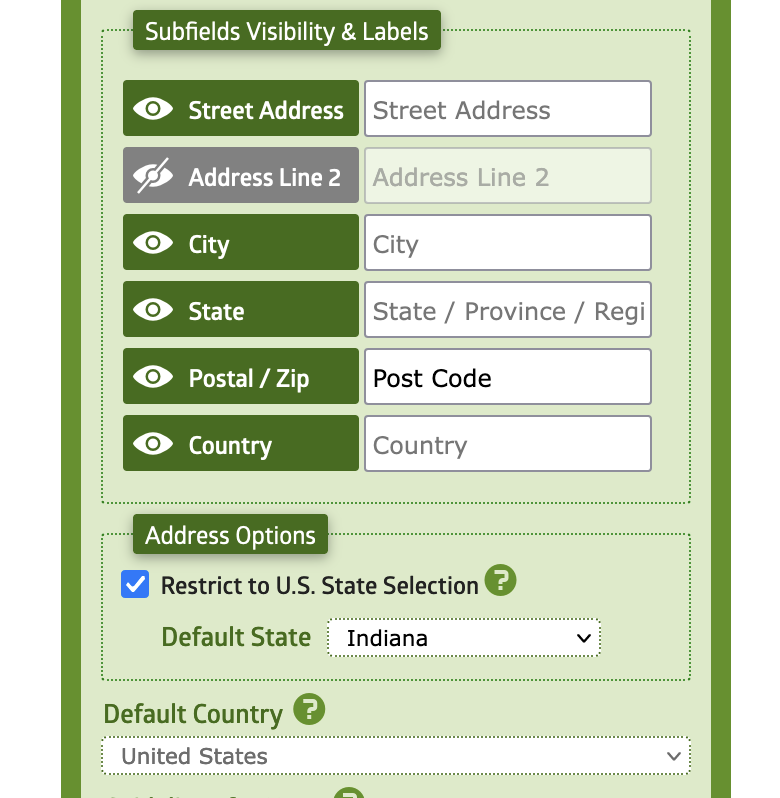 Address Field Visibility