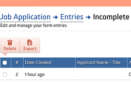 Manage Incomplete Entries