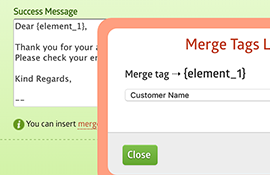 Merge Tags on Success Page