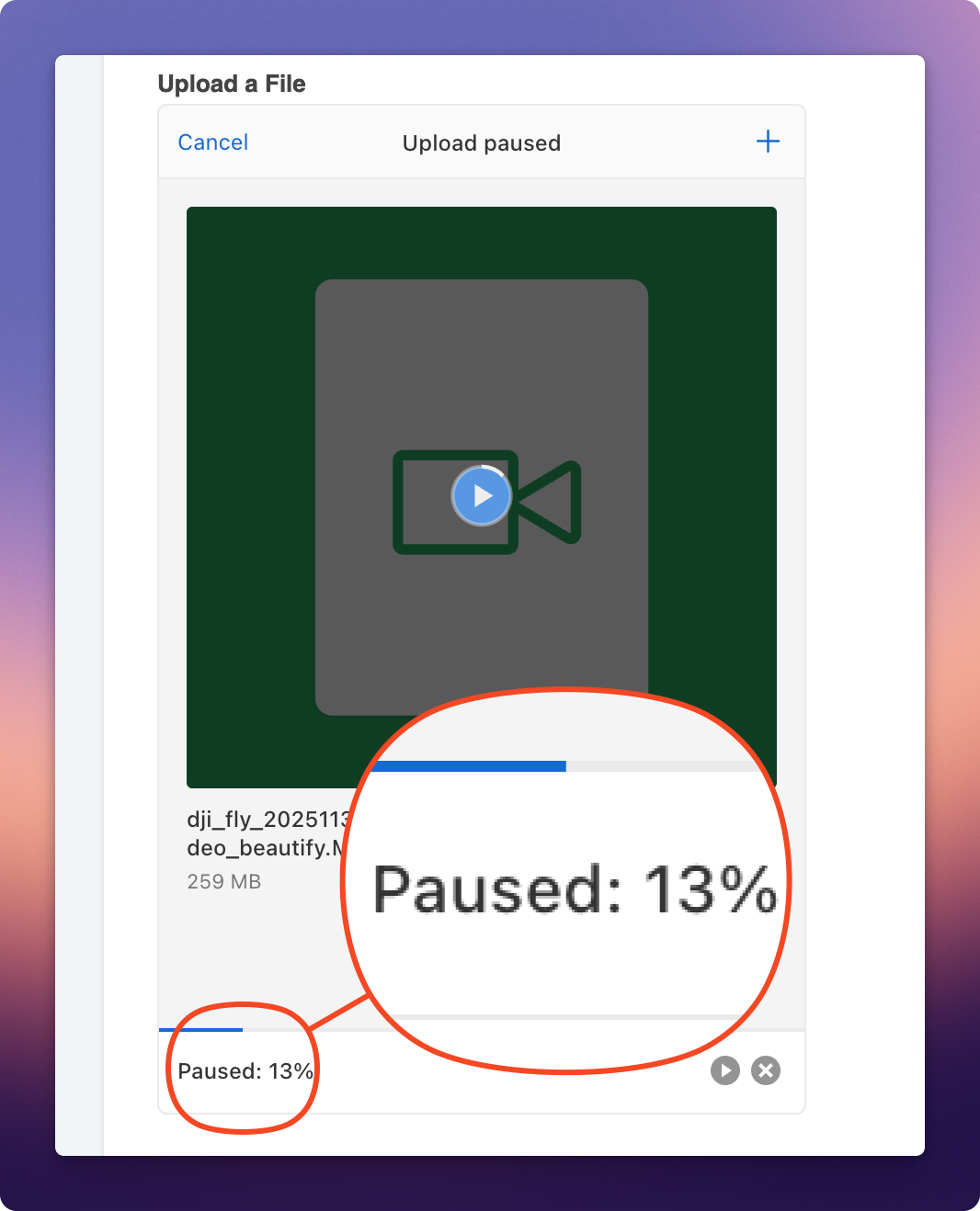 Upload Pause and Resume